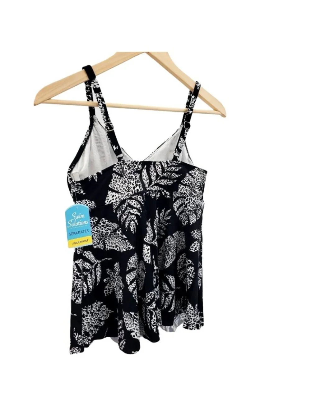 Swim Solutions 8 Bikini Top Bathing Suit Spotted Leaf Underwire Tankini Swimwear